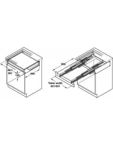 600mm Hailo Pull-Out Table Rapid Kitchen Drawer Space-Saving Steel 50558002