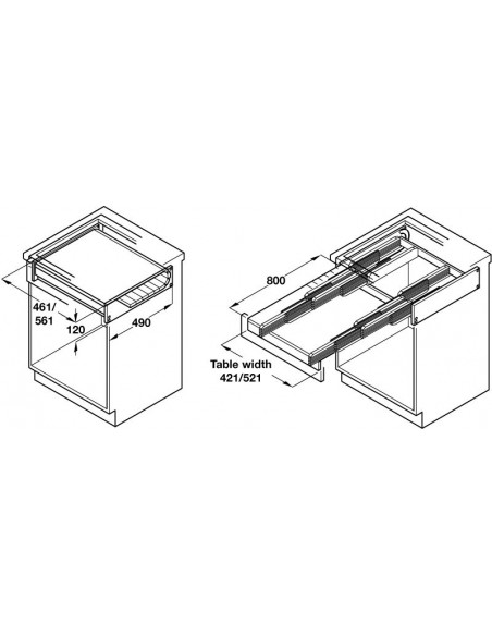 600mm Hailo Pull-Out Table Rapid Kitchen Drawer Space-Saving Steel 50558002