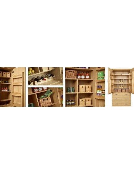 Oak Pantry Storage Rack Tall Larder Doors Wooden Spice Shelf Lacquered 54313423