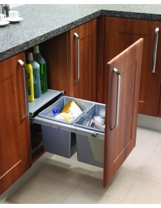 Kitchen Waste Bin 30L Hinged Fixed Door Sink Base Innostor Double BIN38