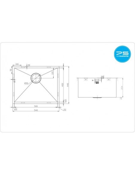 Zenuno 500U DEEP Sink Square 1.0 1810 Kitchen Stainless Steel Plumbing ZU/50/U/D/S/074