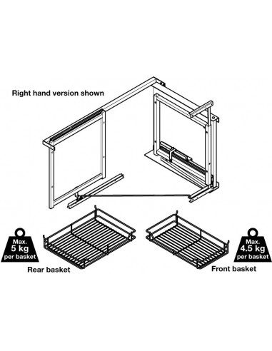 1000mm Kitchen Corner Swing Pull-Out Basket Storage Shelves 500mm Door 54944950 / 951