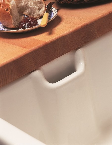 Shaws Belfast Kitchen Sink White Ceramic 460mm BE460 Overlow Weir