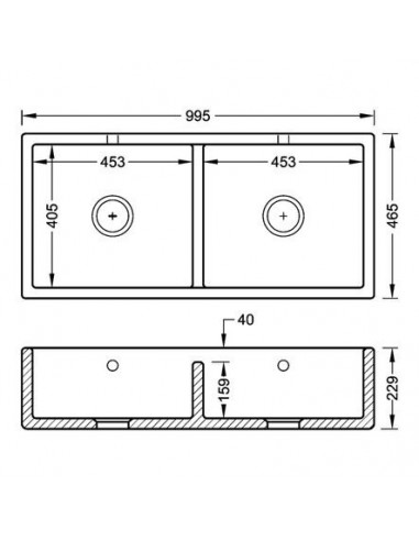 Shaws Shaker Double 1000mm Butler Apron Kitchen Sink SCSH101WH