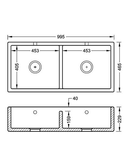 Shaws Shaker Double 1000mm Butler Apron Kitchen Sink SCSH101WH