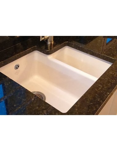 Shaws Classic Brindle Ceramic Kitchen Sink Top/Undermount 1.5 Bowl SCBH595WH