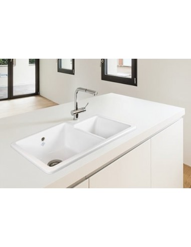Shaws Classic Brindle Sink 1.75 Bowl Ceramic White Top Under Mount
