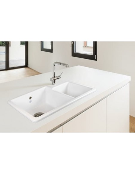 Shaws Classic Brindle Sink 1.75 Bowl Ceramic White Top Under Mount