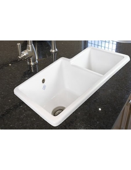 Shaws Classic Brindle Sink 1.75 Bowl Ceramic White Top Under Mount