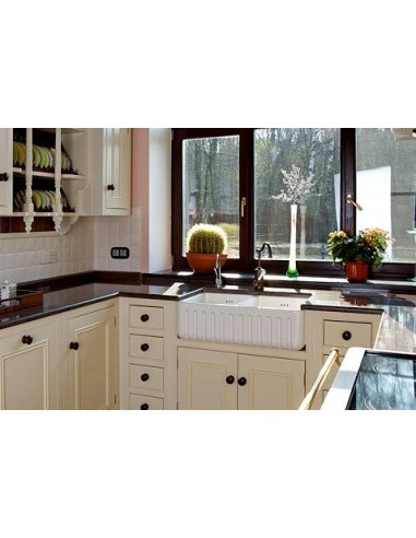 800mm Shaws Ribchester Butler Kitchen Sink Fluted Apron Front Double SO0800010