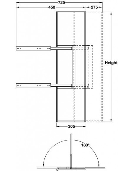 Pull Out Pivoting Mirror Bedroom Wardrobes  80575292 Tall 1155mm High Unhanded