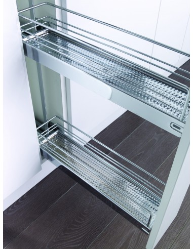 150mm Kessebohmer Kitchen Base Narrow Pull-Out Classic Chrome 2-Tier  KBP150CH