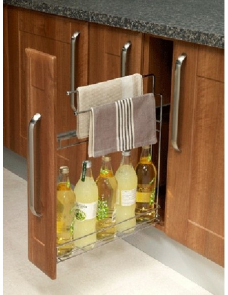 150mm Pull-Out Kitchen Towel-Rail Bottle Rack Innostor 2-Tier Chrome WWTR150