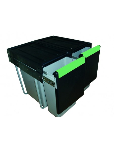 600mm Linea Waste Bin Pull Out 60L Triple Containers Hinged Doors 2A1102