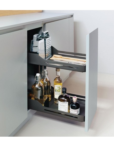 300mm Peka Libell Pull-Out Kitchen Base Unit Storage Anthracite 2-Tier PE.200.2444.43