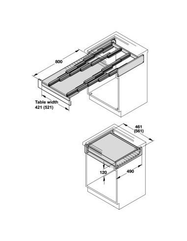 600mm Hailo Pull-Out Table Rapid Kitchen Drawer Space-Saving Steel 50558002