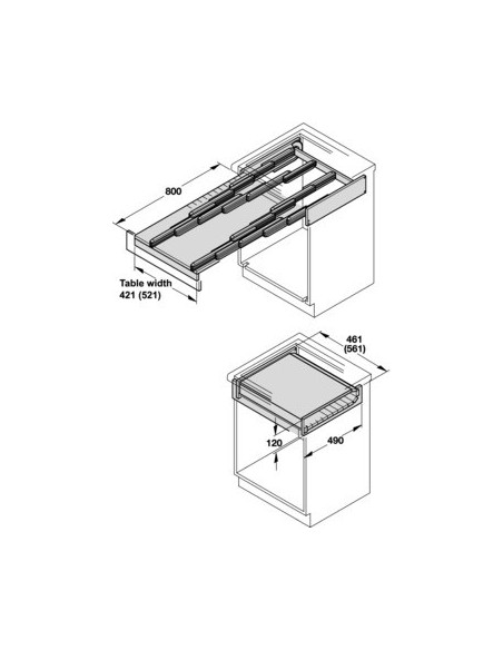 600mm Hailo Pull-Out Table Rapid Kitchen Drawer Space-Saving Steel 50558002