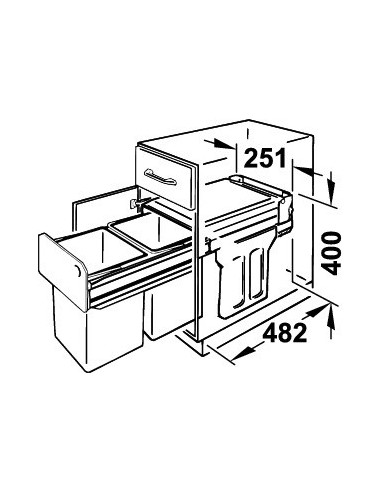 300mm Hailo Tandem Bin Kitchen Waste Double Built-In 30L Hinged door  50270252 - 366610