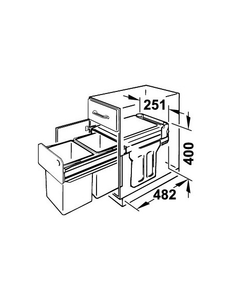 300mm Hailo Tandem Bin Kitchen Waste Double Built-In 30L Hinged door  50270252 - 366610