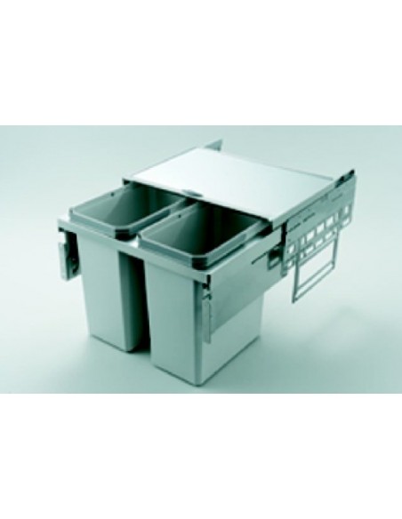 500mm Envi Space Pro Kitchen Waste Bin 49L Vauth Sagel Double Silver 50304515
