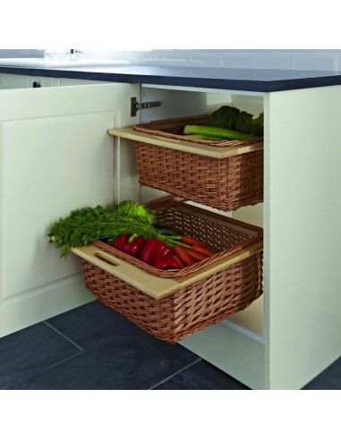 500mm Pair Wicker Baskets & Runner Set Beech + Runners 54055003