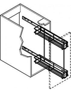 150mm Narrow Kitchen Pull-Out Storage White Base Solid Inserts 2-Tier 54525220+54525790 2