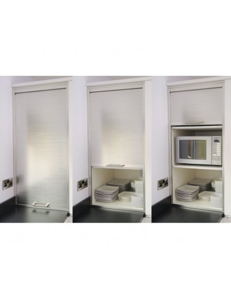 1450 x 600mm Premium Tambour Door Kit Stainless Steel Effect