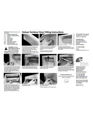 Premium Tambour Door 1450 x 800mm Stainless Steel Effect Kit Roller PREM145080