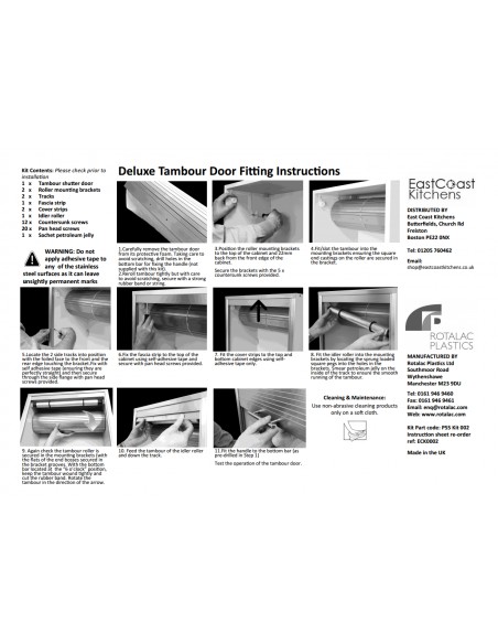 Premium Tambour Door 1450 x 800mm Stainless Steel Effect Kit Roller PREM145080