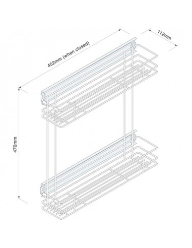 150mm Pull-Out Base Storage Kitchen Bottle Rack Innostor Chrome 2-Tier WWCC150