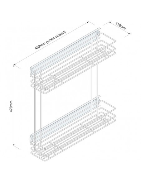 150mm Pull-Out Base Storage Kitchen Bottle Rack Innostor Chrome 2-Tier WWCC150