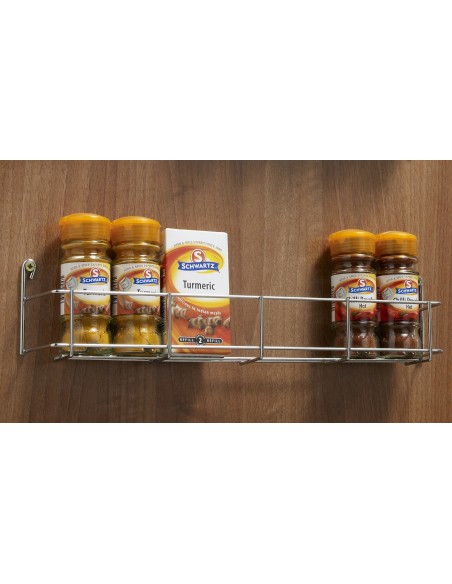 Spice Rack Shelf Kitchen Door Mount Single Tier 188mm Wide Chrome Wire WWSR301