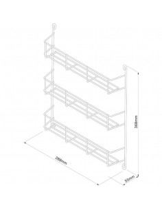3-Tier Spice Rack Storage Wire Chrome Shelf  Doors / Panels 288mm width WWSR403 2