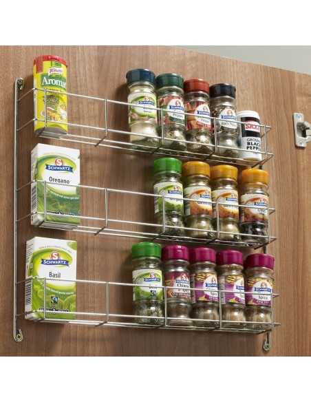 3-Tier Spice Rack Storage Wire Chrome Shelf  Doors / Panels 388mm width WWSR503