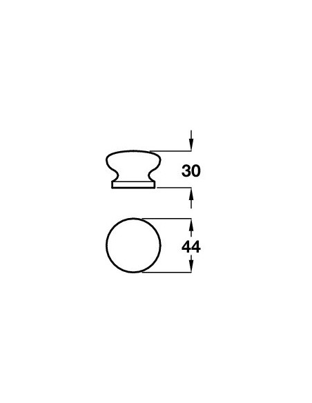 44mm Unfinished Wooden Knob Oak