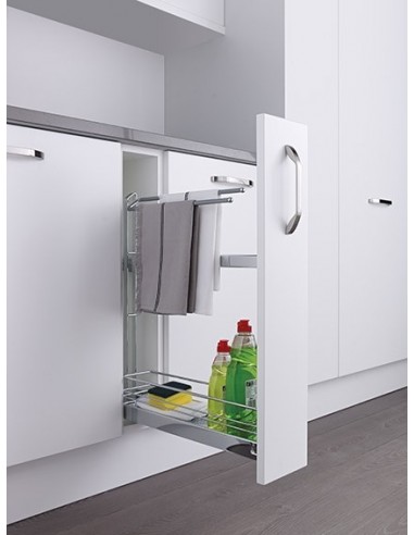 150mm Kessebohmer Towel Rail Kitchen Base Pull Out Chrome K2TRBP150C