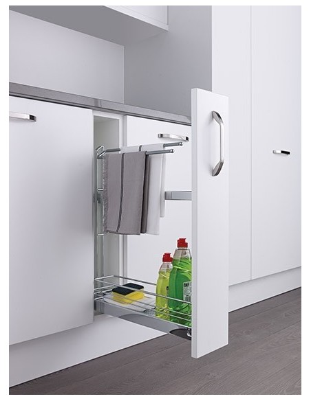 150mm Kessebohmer Towel Rail Kitchen Base Pull Out Chrome K2TRBP150C