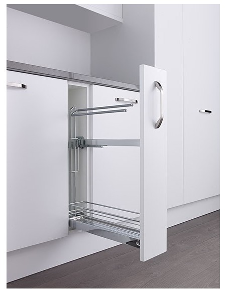 150mm Kessebohmer Towel Rail Kitchen Base Pull Out Chrome K2TRBP150C