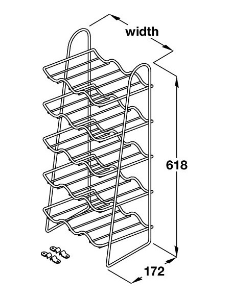 300mm Kitchen Unit Wine-Rack Chrome 15 Bottles Wall / Base Fit 54194200