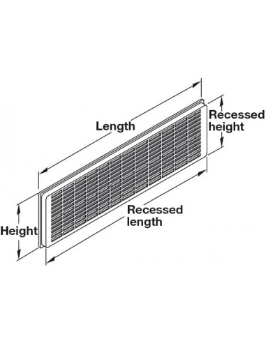 175 x 41mm plinth vent, worktop grill airflow grill