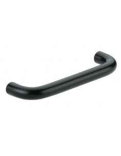 Black Pull Door Handle "D" 128mm Centres x 138mm Round Matt Lacquered 15502542