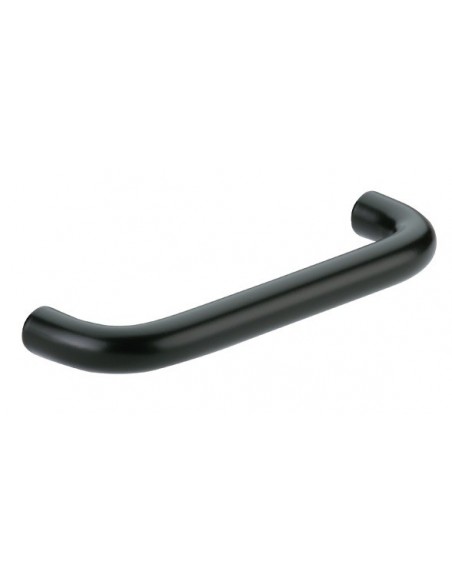 Black Pull Door Handle "D" 128mm Centres x 138mm Round Matt Lacquered 15502542