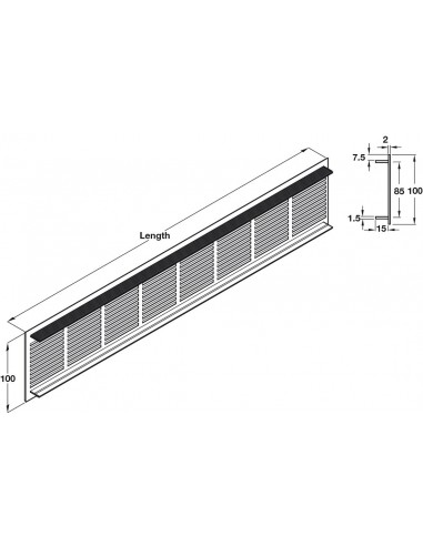 500x100mm Plinth Ventilation Grill Press Aluminium 157.2Cm2 57528934
