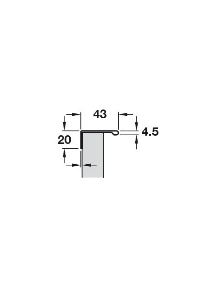 Profile Grip Door Handle 2500mm Length Aluminium Silver Top Mount 12614901