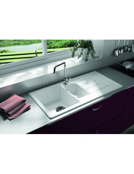 Thomas Denby Jarla 1.5 Bowl Ceramic Kitchen Sink White JAR1020