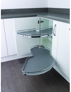 500mm Kessebohmer LeMans Arena Chrome Kitchen Corner Carousel Storage K2LM500SC Right Hand 2