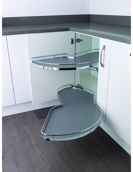 500mm Kessebohmer LeMans Arena Chrome Kitchen Corner Carousel Storage K2LM500SC Right Hand