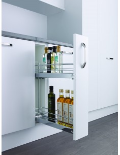 150mm Kessebohmer Kitchen Base Narrow Pull-Out Classic Chrome 2-Tier  KBP150CH