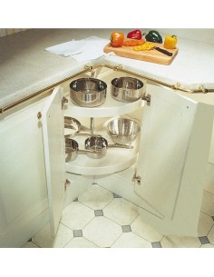 3/4 Corner Carousel White Solid Shelves 800mm Kitchen Unit