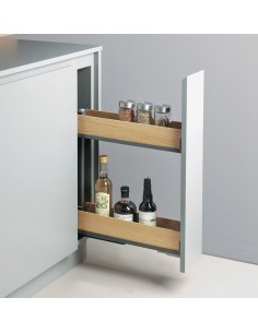 150mm Peka Fioro Kitchen Base Pull-Out Anthracite & Oak Bottle Rack 200.2453.43